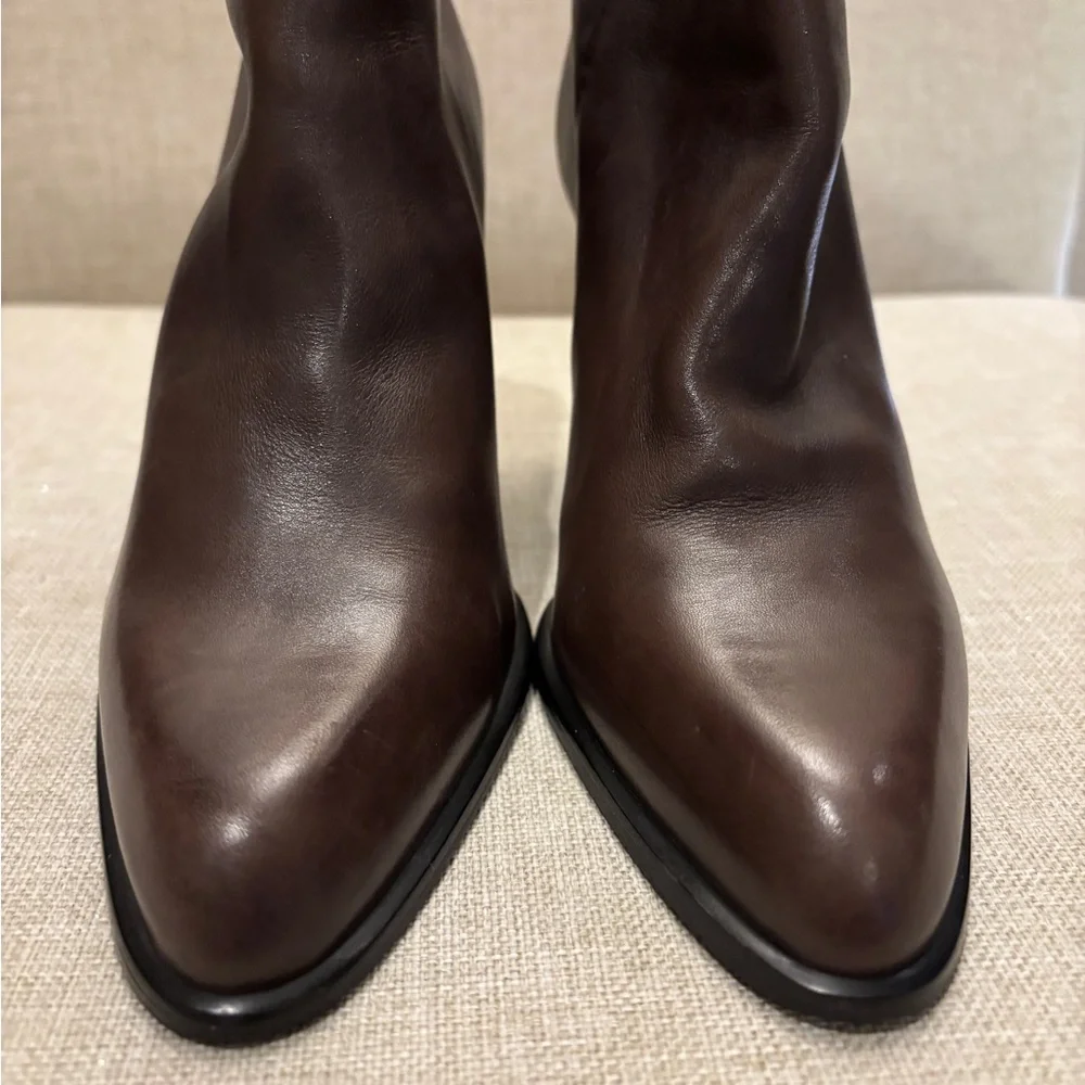 Vintage Nine West Espresso Brown Genuine Leather Ankle Heel Boots 90s Office - Picture 7 of 15